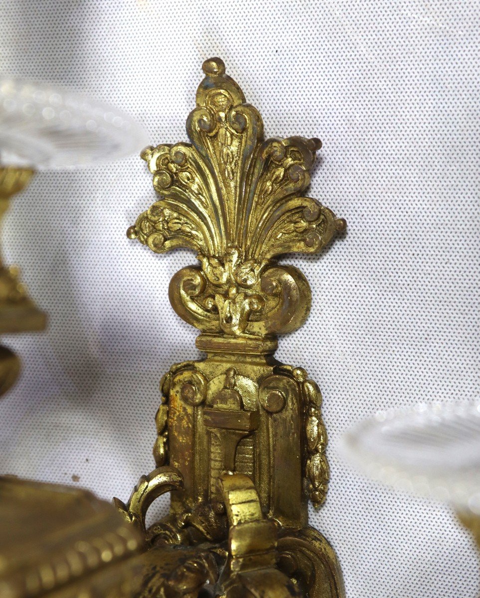 Paire d'Appliques En Bronze Doré, Style Louis XIV, XIXe-photo-8