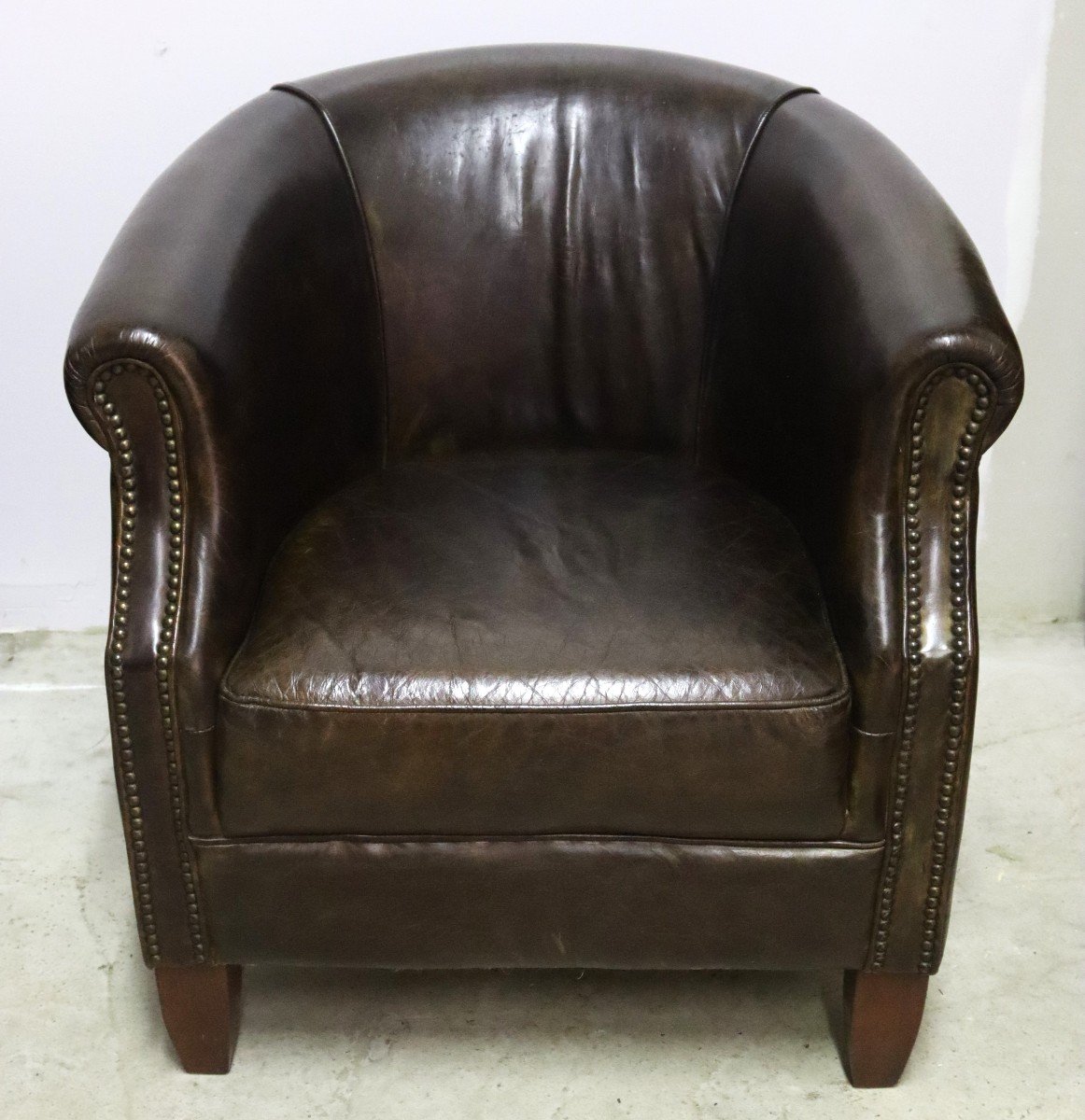 Pair Of Leather Club Armchairs, 20th Century-photo-3