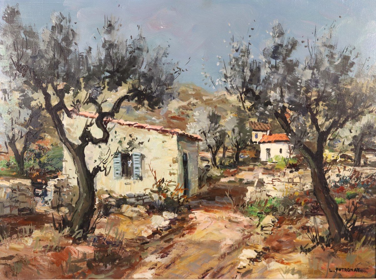 Lucien Potronat (1889-1974), Hst Painting "provençal Landscape", 20th-photo-3