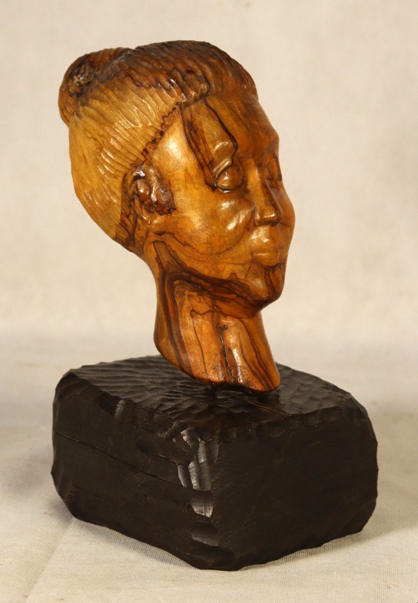 Arthur Lutenbacher (xxe), Sculpture En Bois d'Olivier, XXe-photo-2