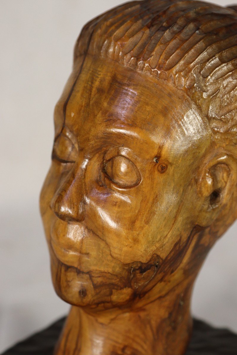 Arthur Lutenbacher (xxe), Sculpture En Bois d'Olivier, XXe-photo-4