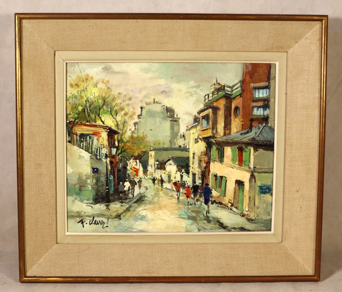 François Claver (1918-?) Hst " Rue De l'Abreuvoir, Paris ", Signé , XXe