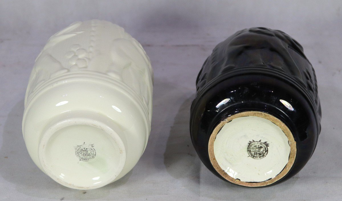 Charles Catteau (1880/1966), Paire De Vases Art Déco " Aux éléphants ", Vers 1930-photo-3