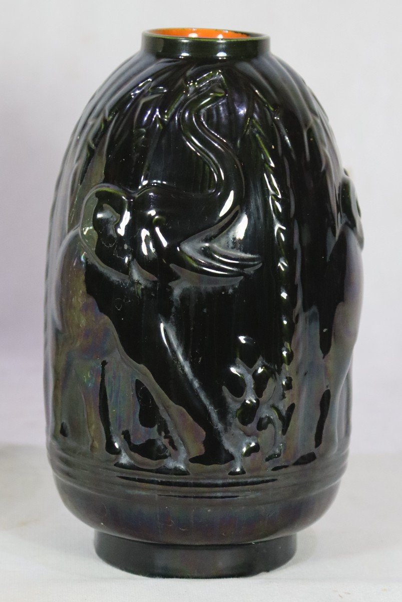 Charles Catteau (1880/1966), Paire De Vases Art Déco " Aux éléphants ", Vers 1930-photo-1