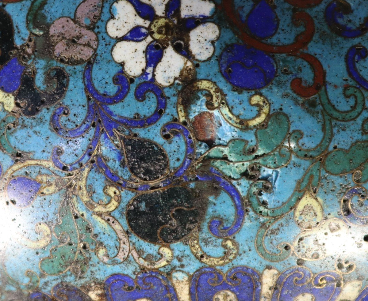Asia XIX, Double Gourd Vase In Bronze And Champlévés Enamels.-photo-4