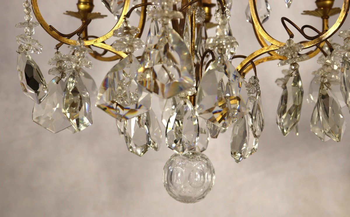Lustre à Pampilles En Cristal, XIXe-photo-4