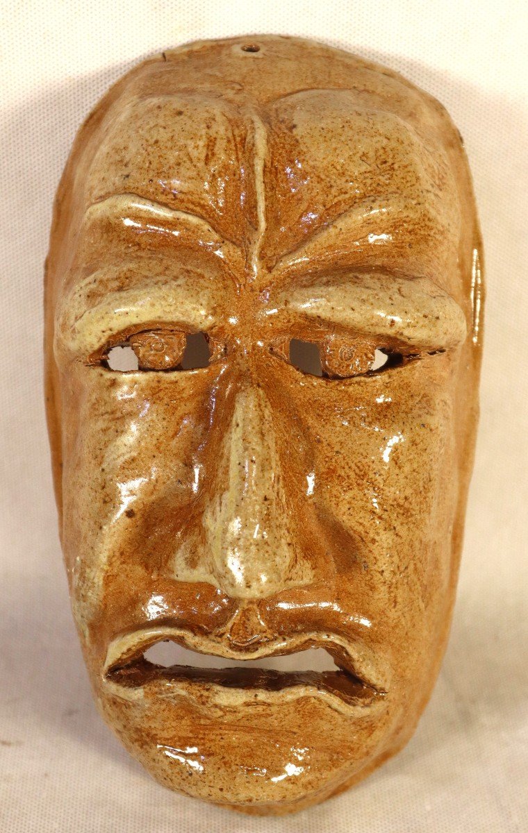 Jl Bonnard (1969), Glazed Terracotta Mask, 20th-photo-3