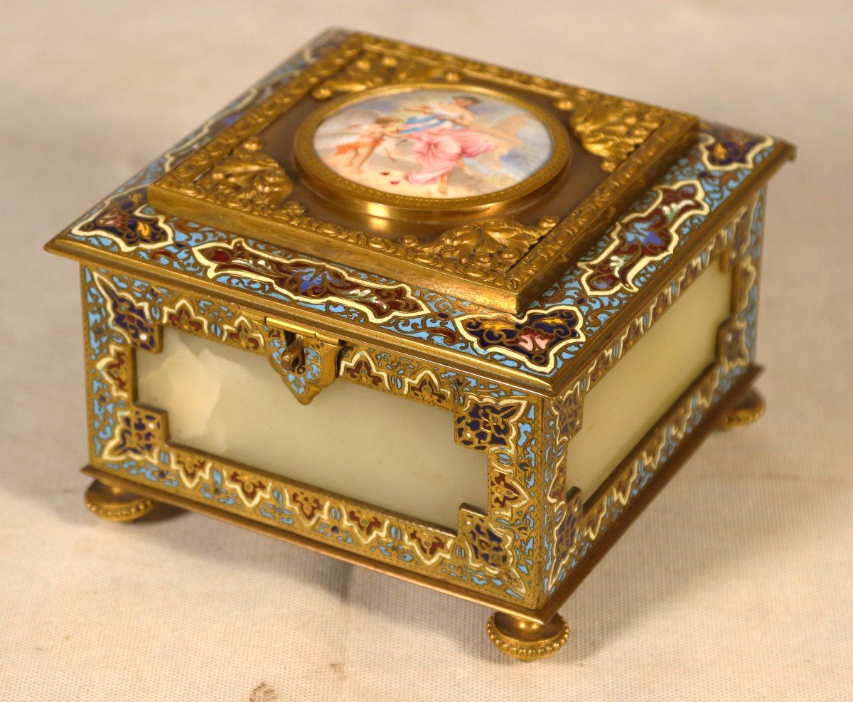 Alphonse Giroux (1776-1848), Jewelry Box And Cloisonné Enamels, 19th Century-photo-2