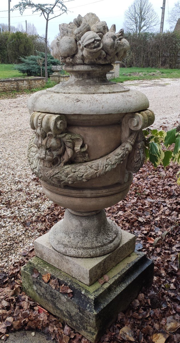 Important Pair Of Reconstituted Stone Fire Pots, 19th Century-photo-2