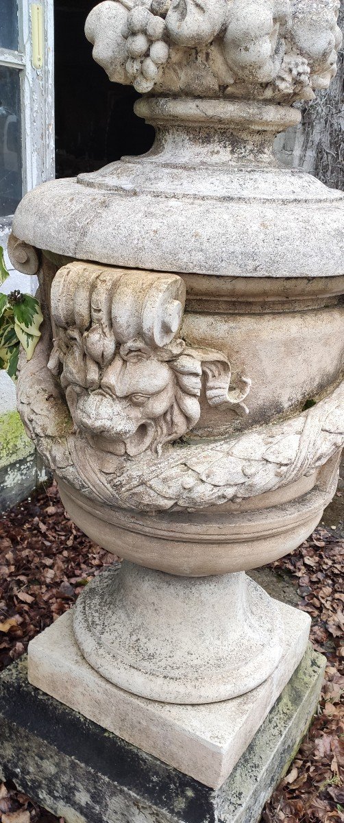 Important Pair Of Reconstituted Stone Fire Pots, 19th Century-photo-5