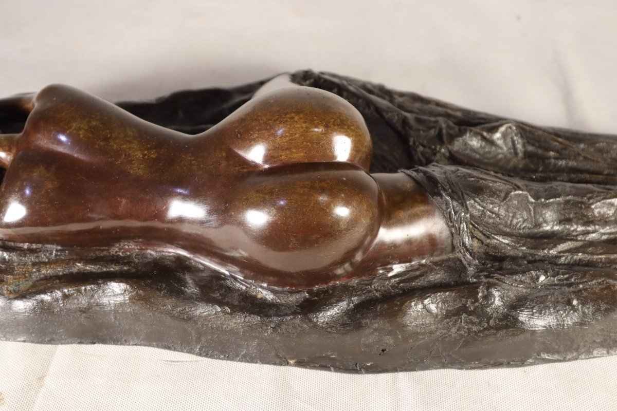 Bronze Sculpture "lying Nude Woman", 20th Century-photo-3