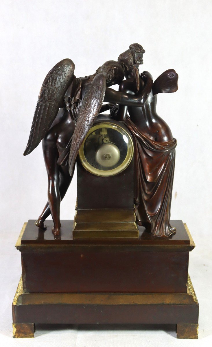 Important Bronze Clock "cupid And Psyche", 19th Century-photo-4