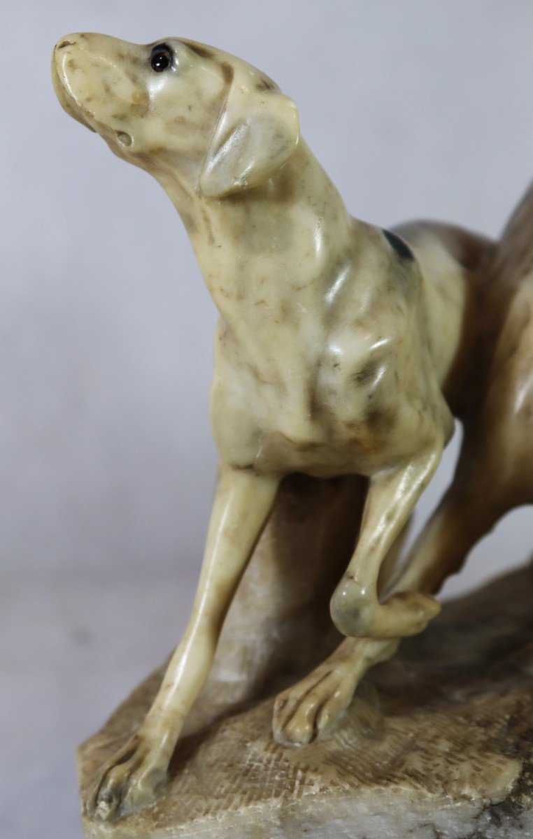 Marble Sculpture "group Of Hunting Dogs", 19th Century-photo-5