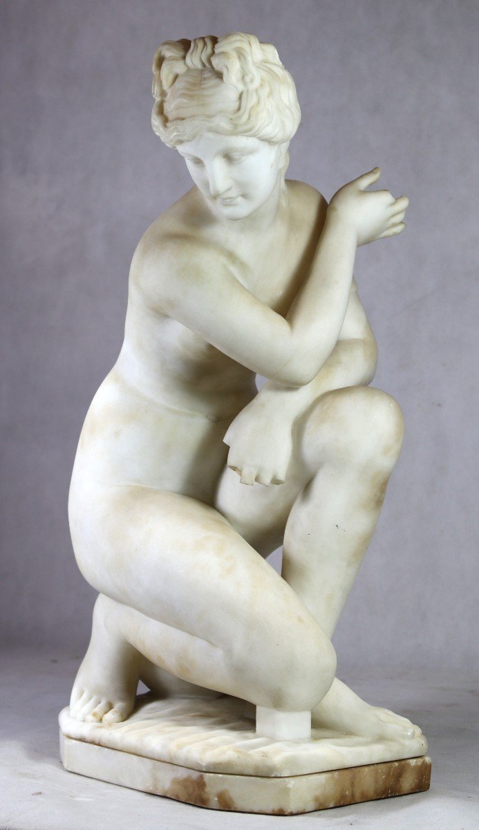 Pietro Barzanti (1842 - 1881), Sculpture "crouching Venus", Signed, 19th Century-photo-2
