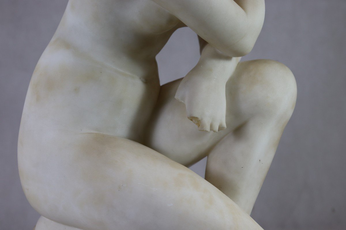 Pietro Barzanti (1842 - 1881), Sculpture "crouching Venus", Signed, 19th Century-photo-1