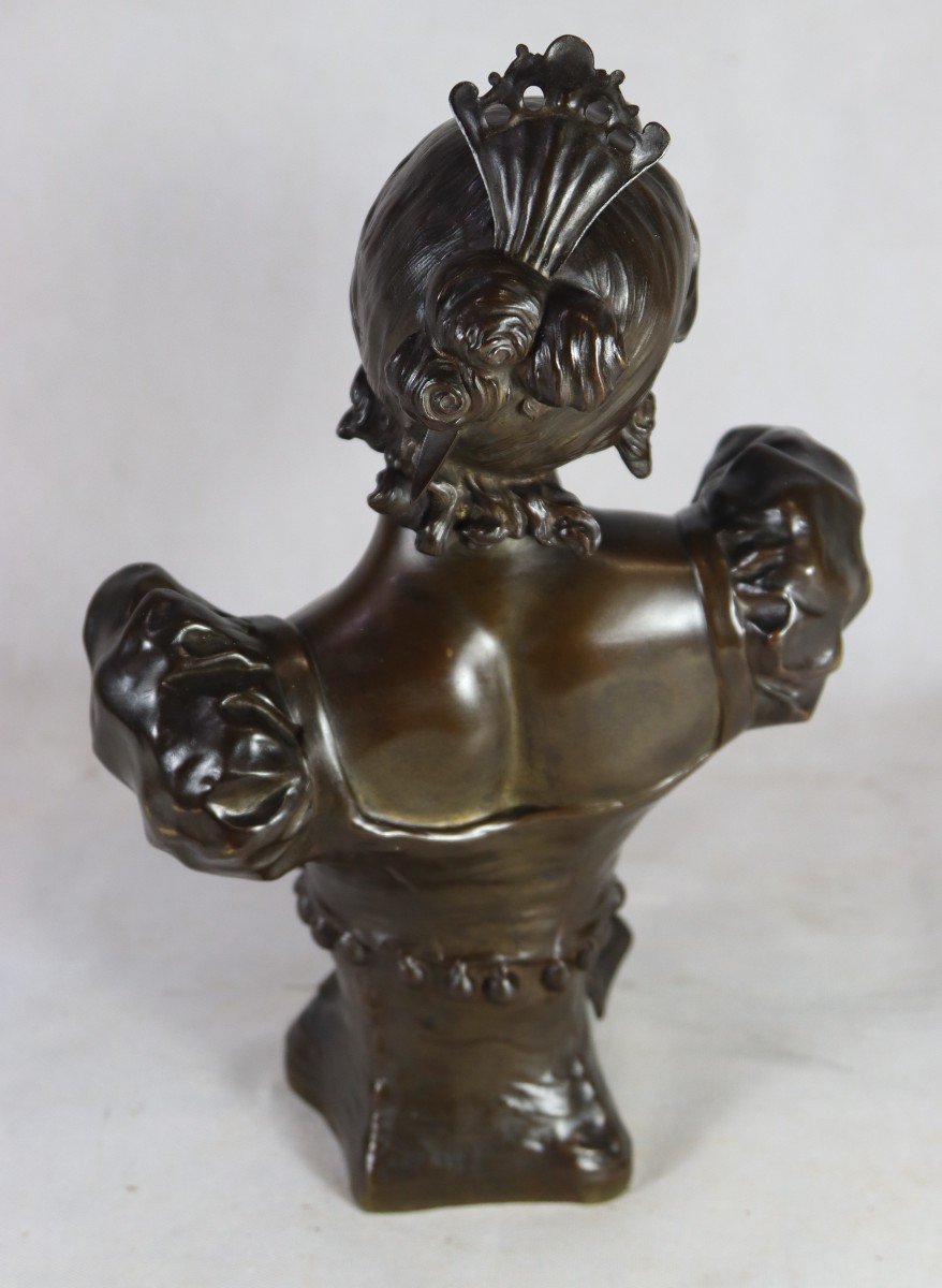 Louis Moreau (1855-1919 ) Sculpture En Bronze " Jeune Fille ", Art nouveau-photo-4