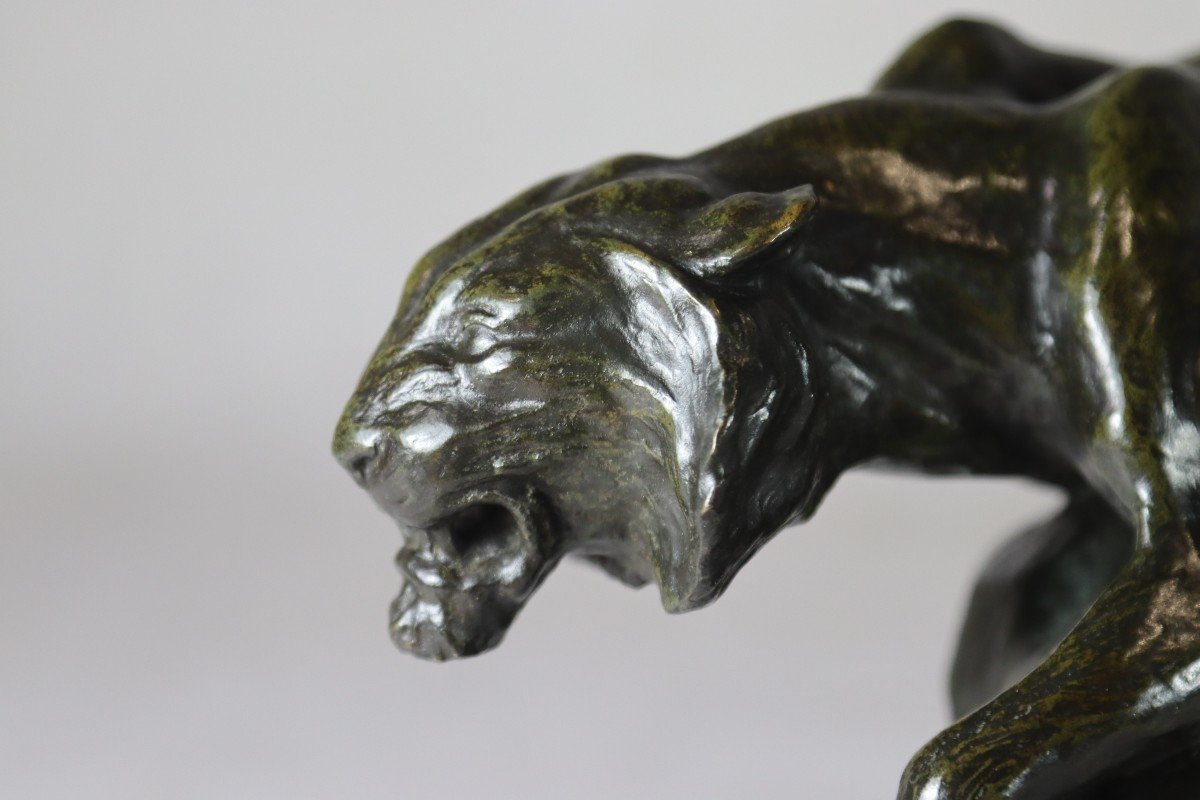 Giacomo Merculiano (1859-1935), Sculpture Bronze " La Lionne ", Vers 1900-photo-3