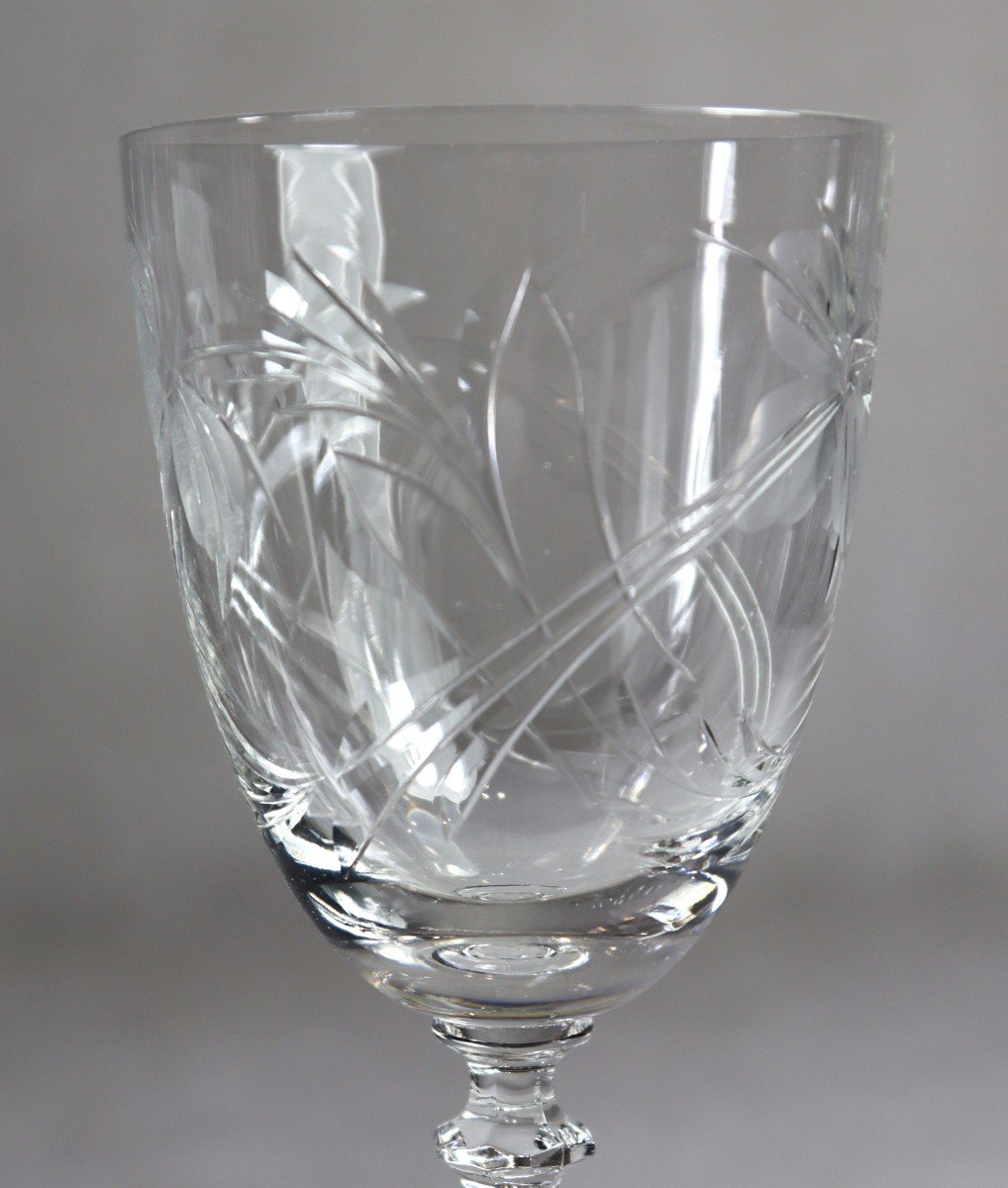 Glass Service (48 Pieces) In Engraved Crystal, 20th Century-photo-4