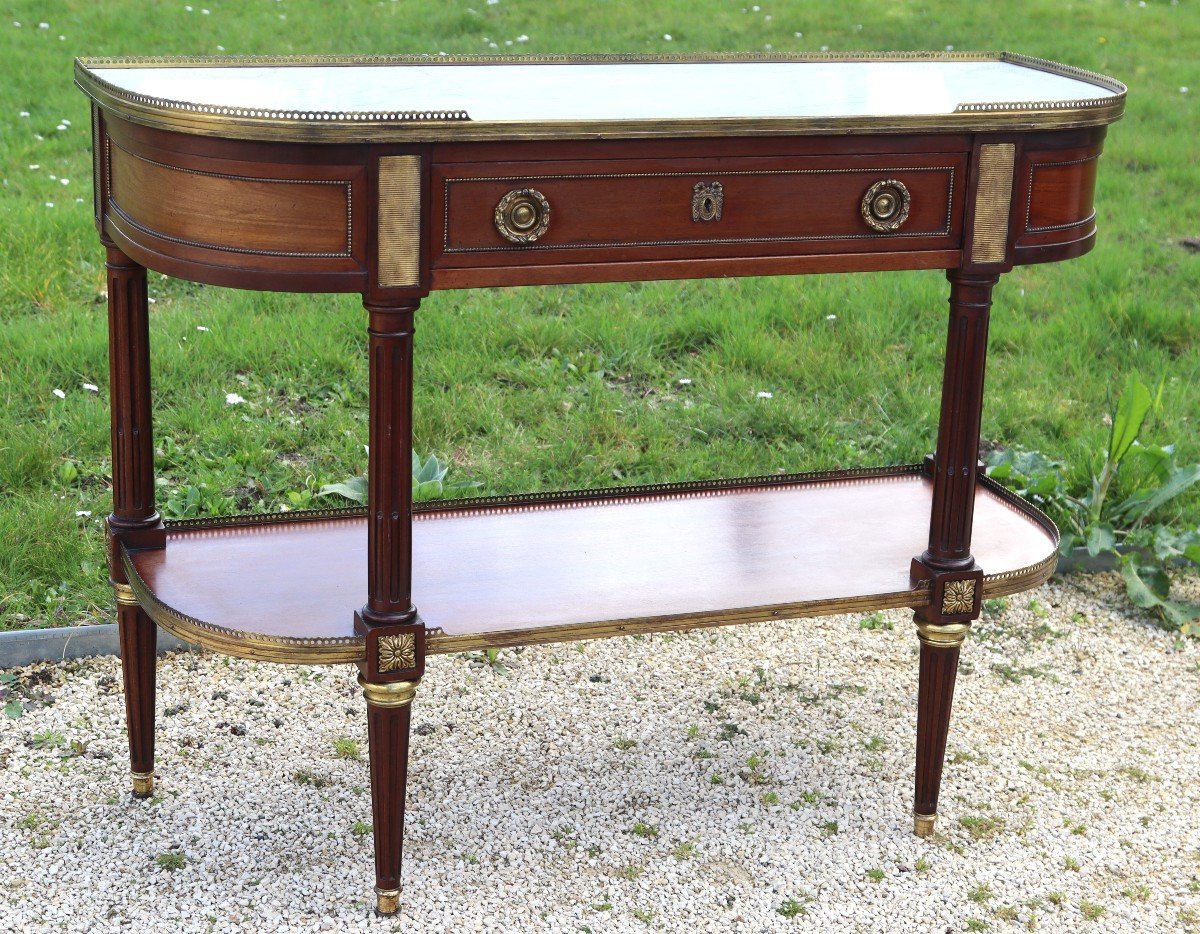  Maison Mailfert, Louis XVI Style Console In Mahogany, 20th Century-photo-3