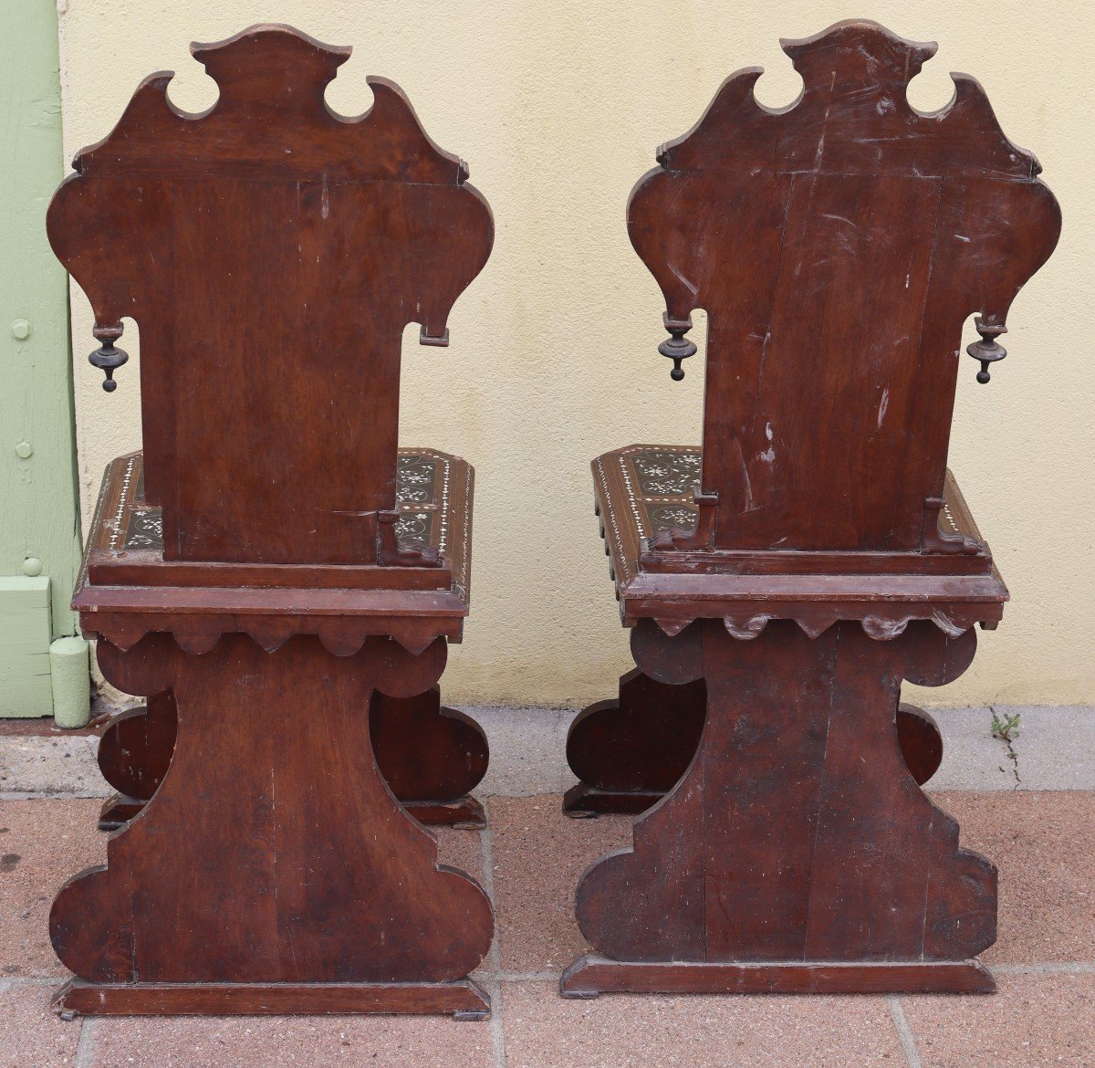 Attributed To Brambilla Adriano (1829-1855), Pair Of Chairs, 19th Century-photo-4