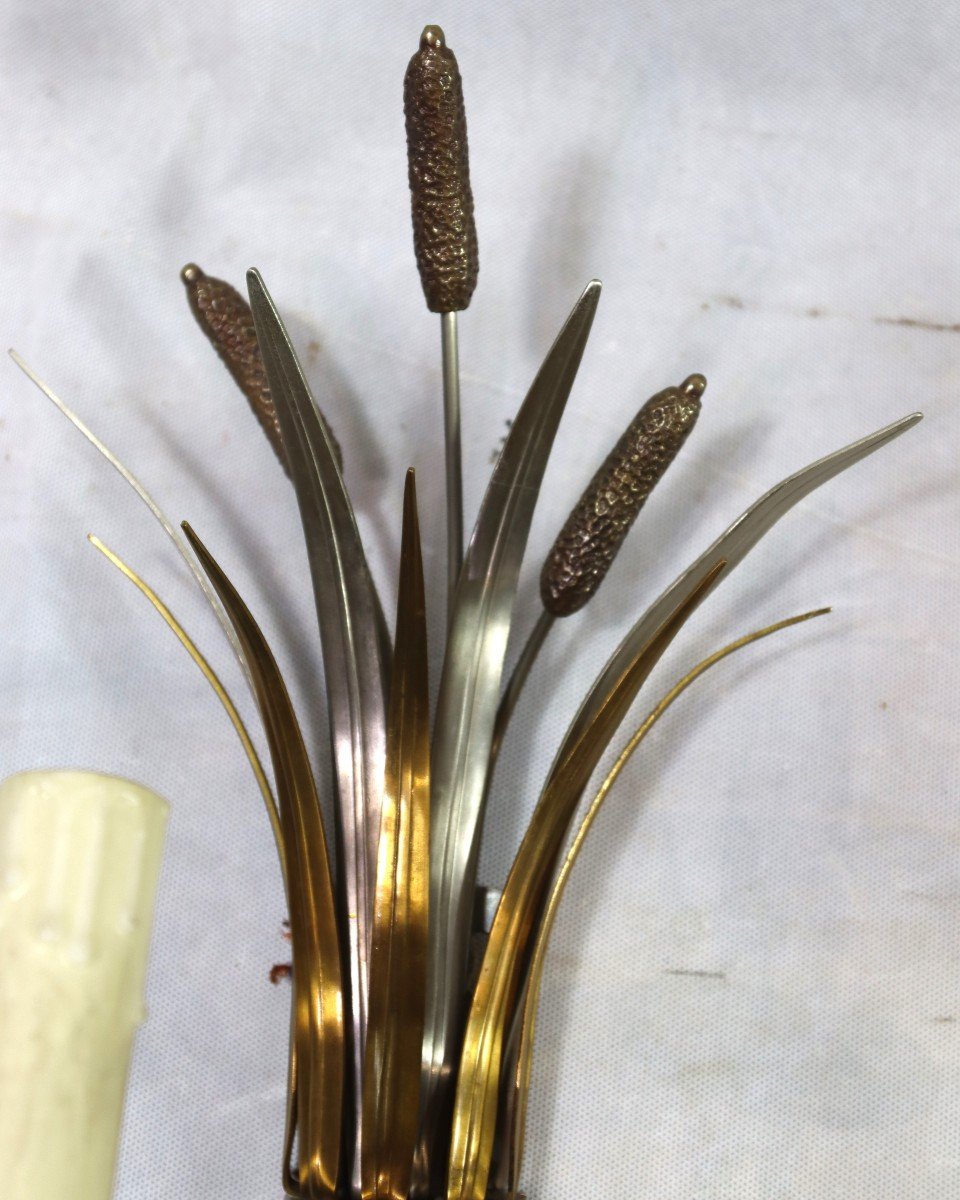 Maison Charles, Pair Of Reed Sconces, Signed, 20th-photo-5