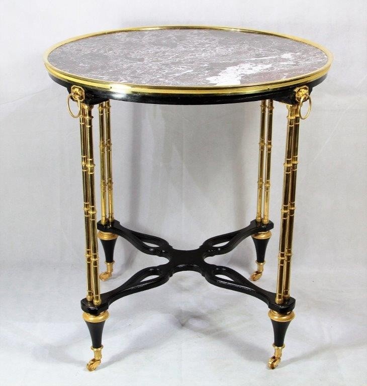  Paul Sormani (1817-1866), Pedestal Table In Wood And Marble, 19th Century
