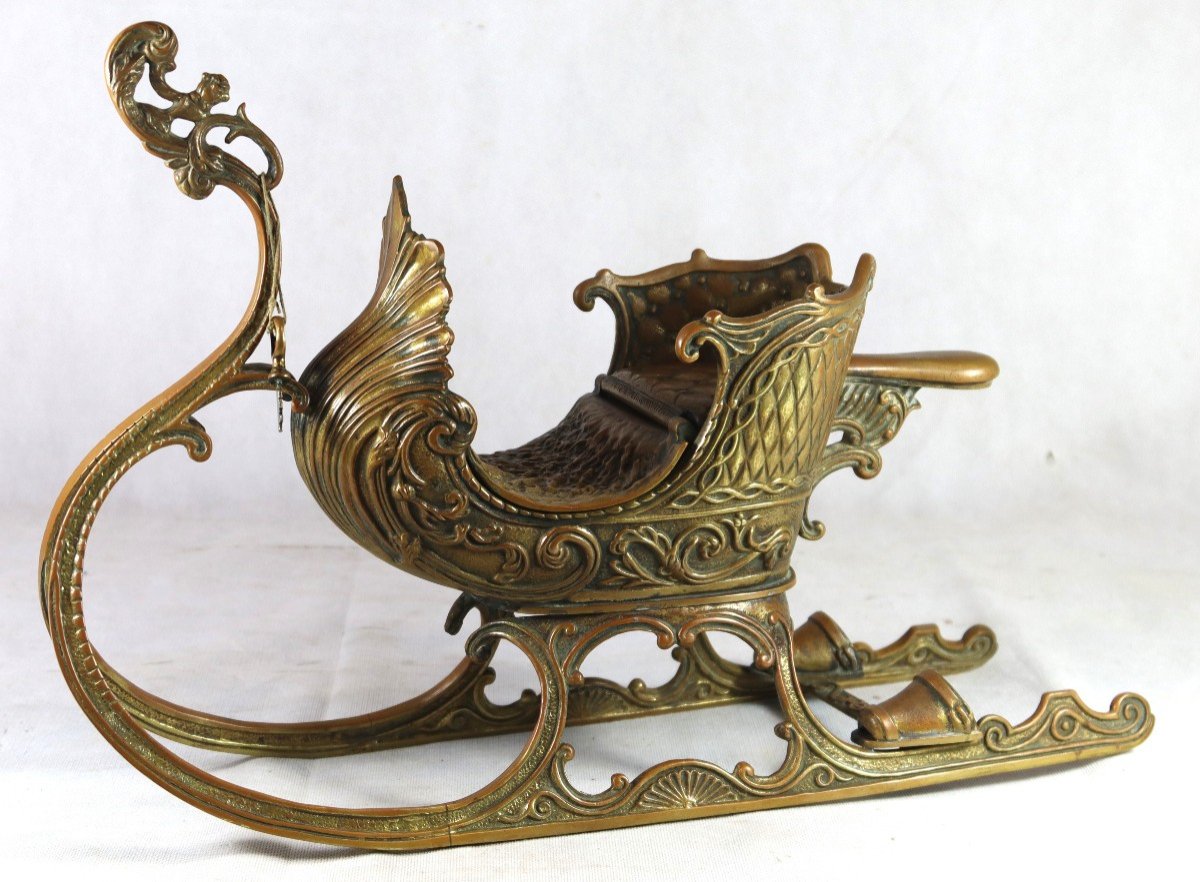 Max Le Verrier (1891-1973) Bronze Sleigh With Secret Compartment, Circa 1925-photo-3