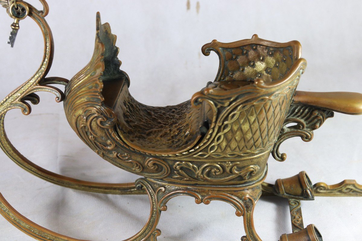 Max Le Verrier (1891-1973) Bronze Sleigh With Secret Compartment, Circa 1925-photo-4