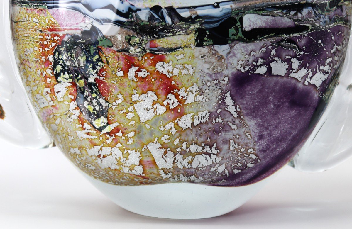 Michèle Luzoro (1949 ), Vase En Verre, Signé Et Daté, XXe-photo-2