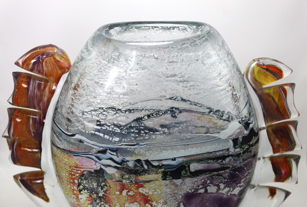 Michèle Luzoro (1949 ), Vase En Verre, Signé Et Daté, XXe-photo-4