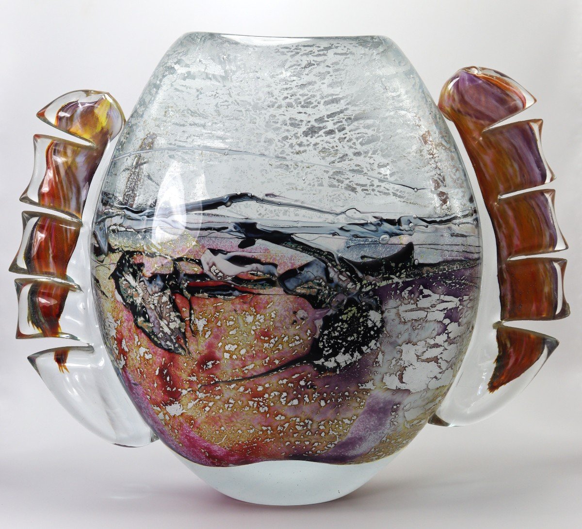 Michèle Luzoro (1949 ), Vase En Verre, Signé Et Daté, XXe-photo-2