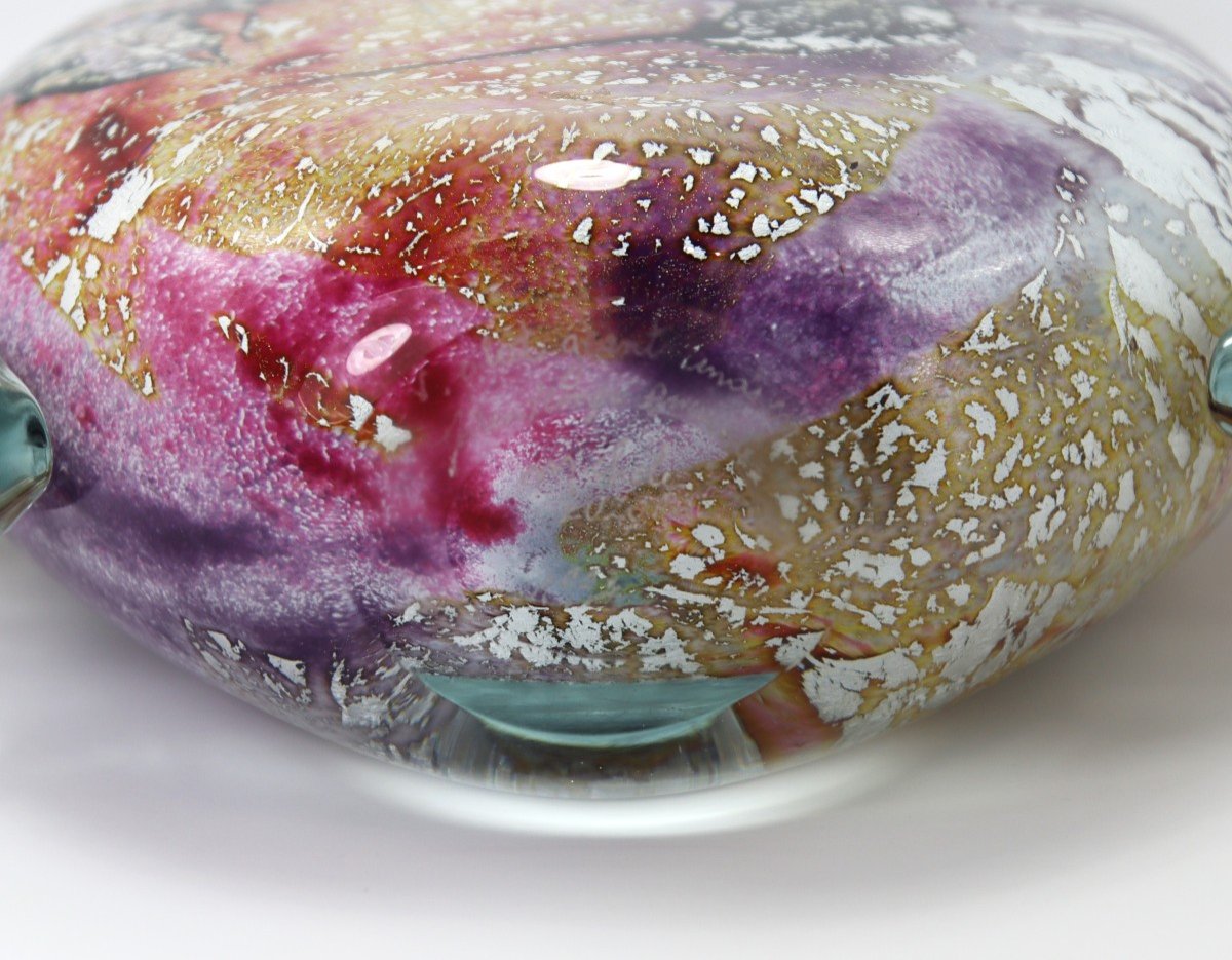 Michèle Luzoro (1949 ), Vase En Verre, Signé Et Daté, XXe-photo-3