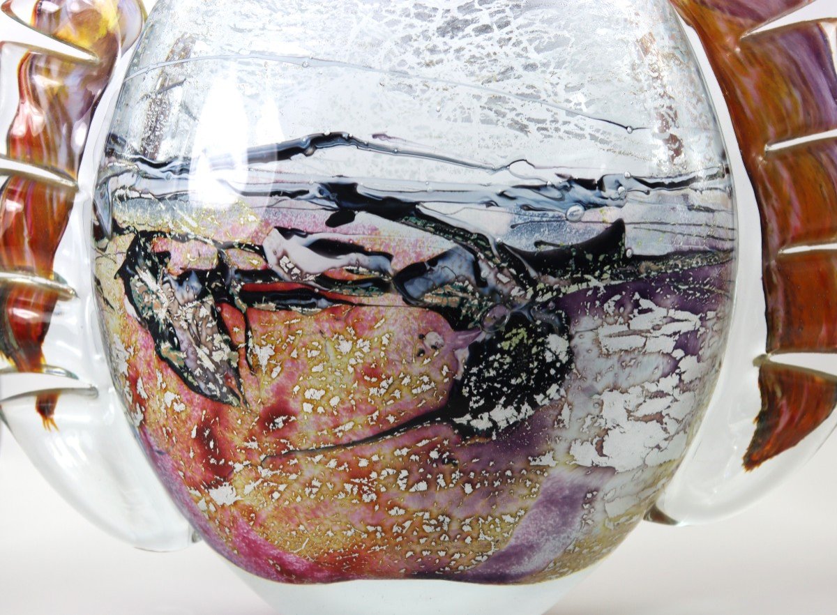 Michèle Luzoro (1949 ), Vase En Verre, Signé Et Daté, XXe-photo-4
