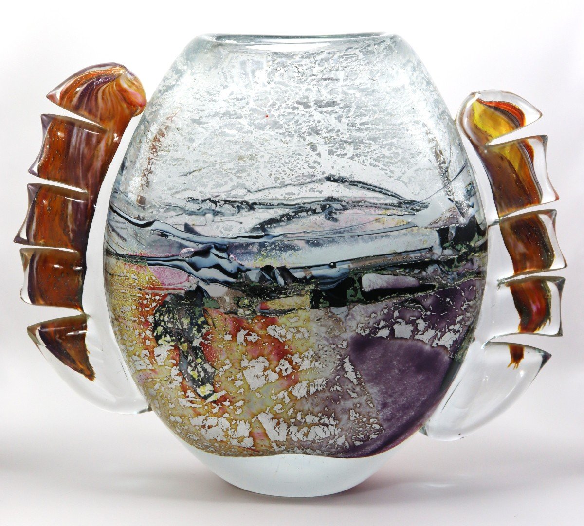 Michèle Luzoro (1949 ), Vase En Verre, Signé Et Daté, XXe