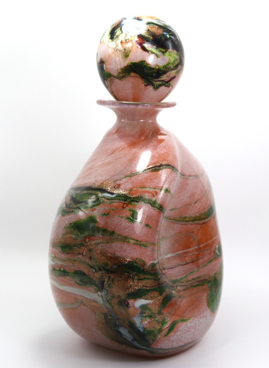 Michèle Luzoro (1949), Grand Flacon En Verre à Panse Cabossée, XXe-photo-4
