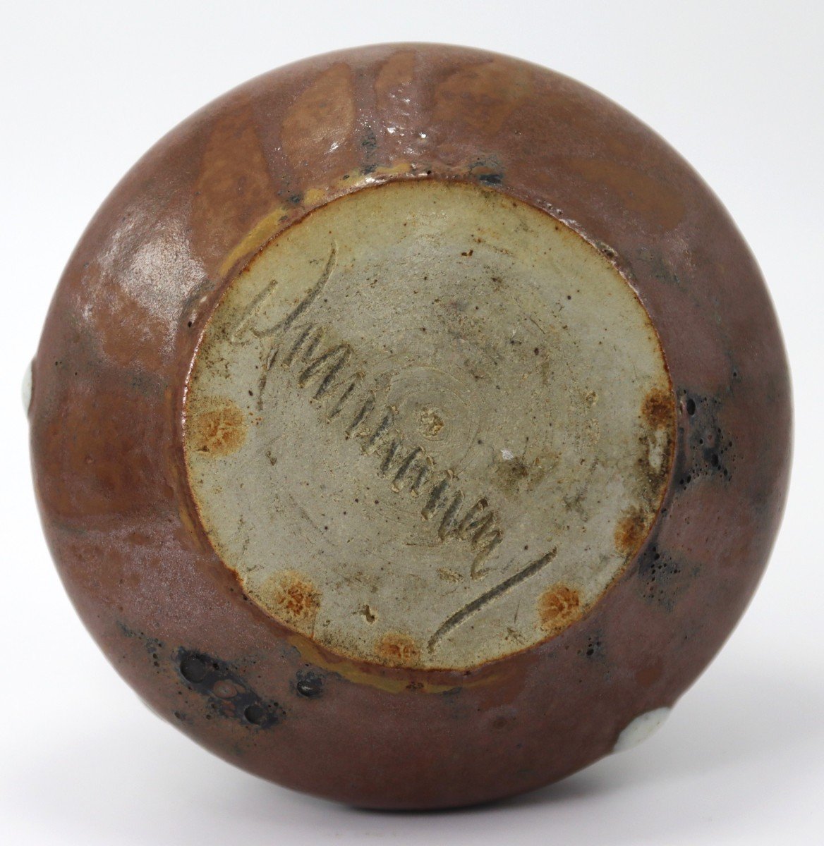 Paul Jeanneney (1861-1920), Stoneware Pot With White Flows. Sign -photo-1