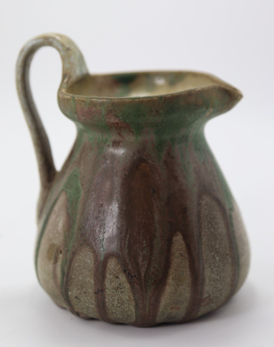 Charles Greber (1853-1935), 1 Pitcher And A Covered Pot In Stoneware, Signed, 20th-photo-2