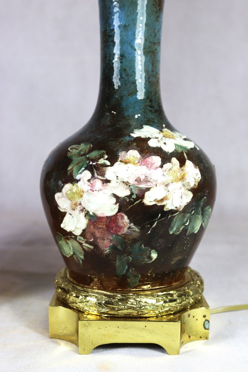 Dominique Grenet (1821-1885), Pair Of Impressionist Barbotine Lamps, 19th Century-photo-4