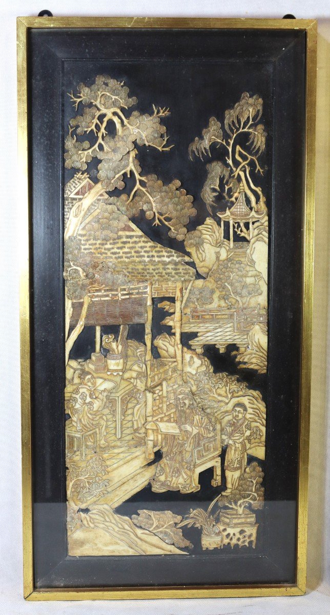 19th Century Asian Art, Pair Of Bone Dioramas.-photo-2