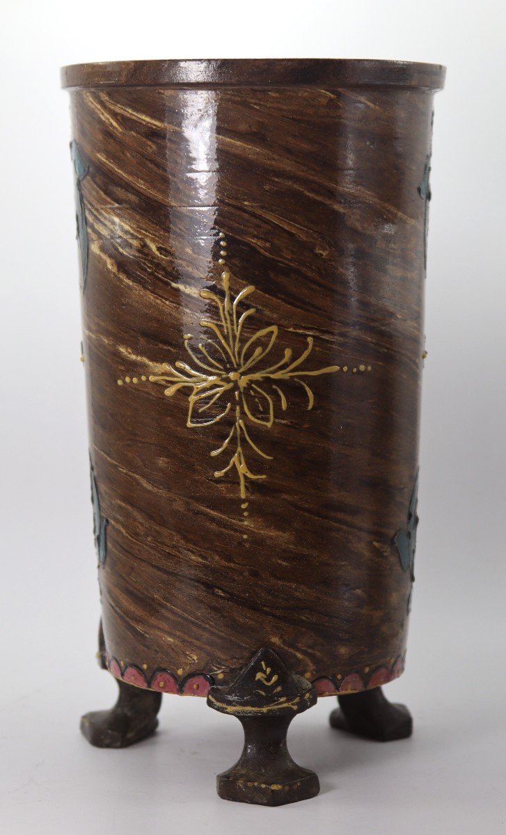 Jean Pointu (1843-1925), Fontainebleau "pair Of Roller Vases" Early 20th Century-photo-2