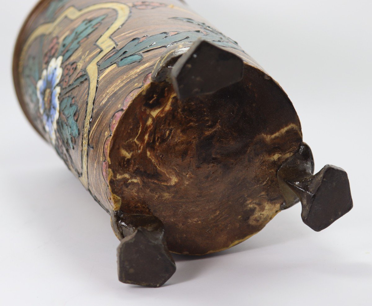 Jean Pointu (1843-1925), Fontainebleau "pair Of Roller Vases" Early 20th Century-photo-3