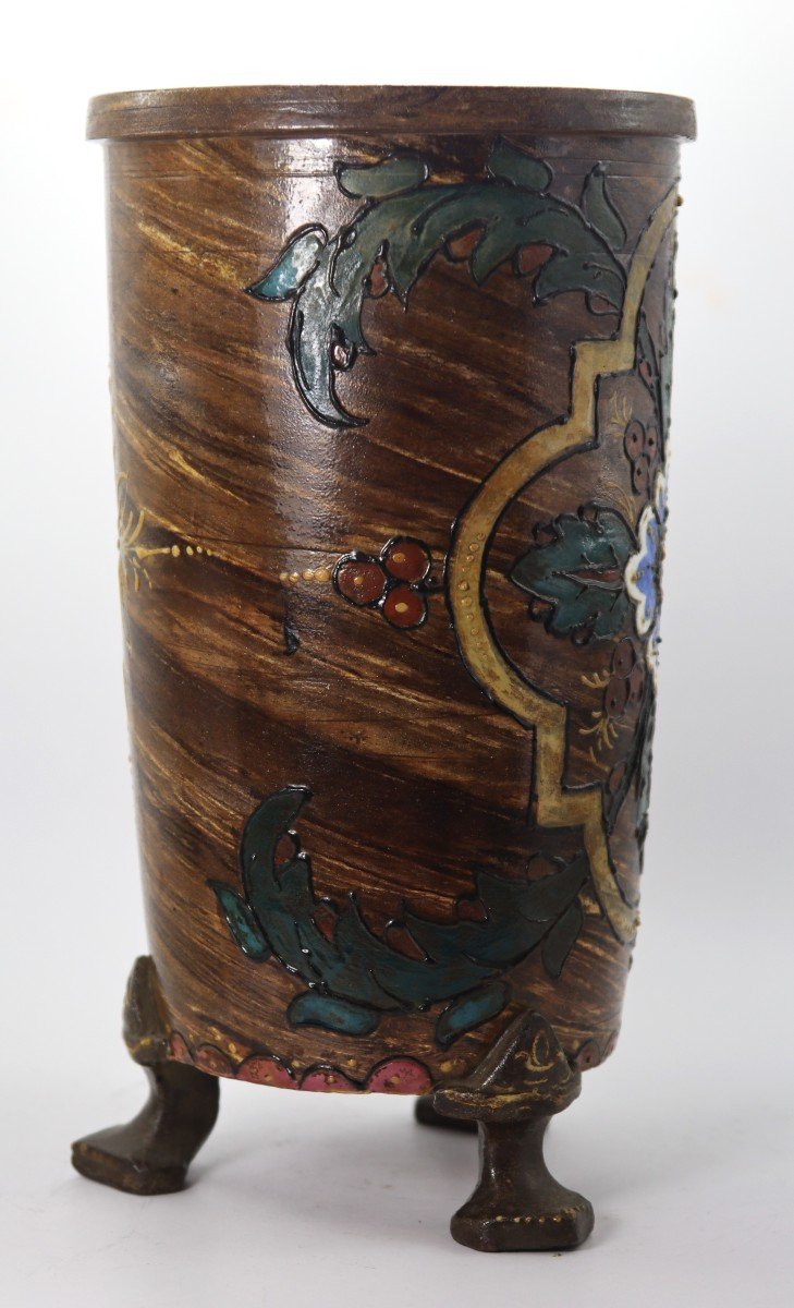 Jean Pointu (1843-1925), Fontainebleau "pair Of Roller Vases" Early 20th Century-photo-5