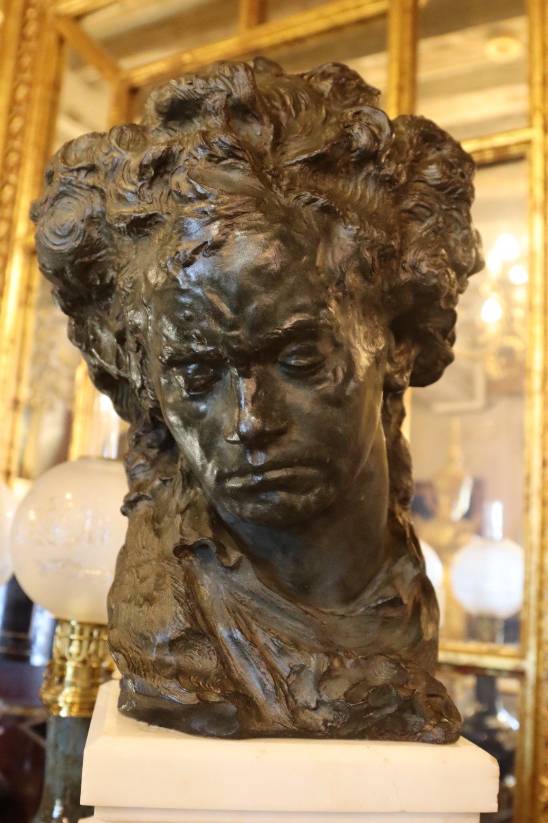 Fernand Cian "ciancianaini"(1886-1954)sculpture En Terre Cuite " Beethoven", XXe-photo-2