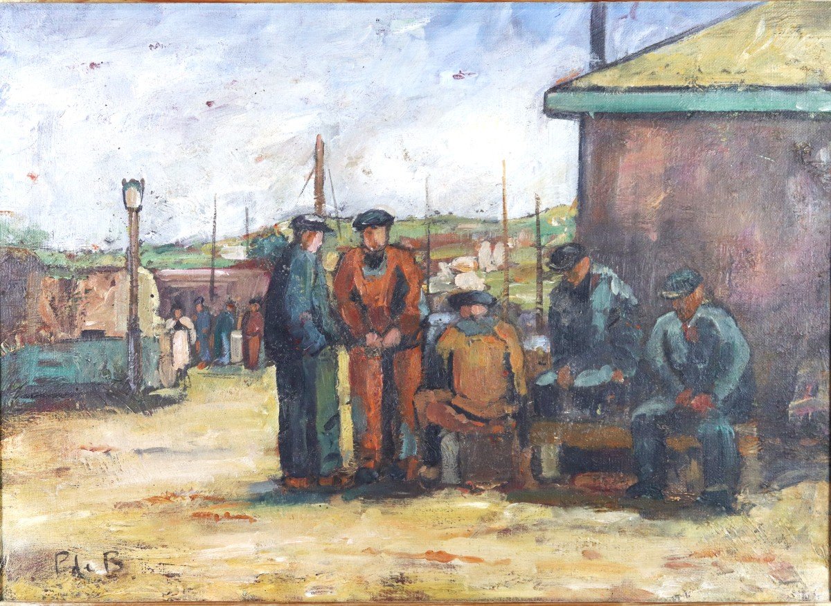 Attributed To Pierre De Belay (1890-1947), Hst Painting "the Sailors", Circa 1930-photo-2