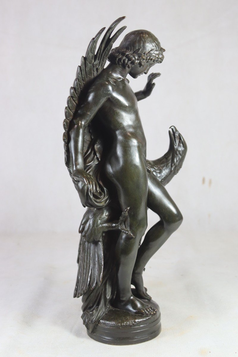 Hippolyte Alexandre Moulin (1832-1884), Bronze "the Man And The Eagle", 19th Century-photo-3