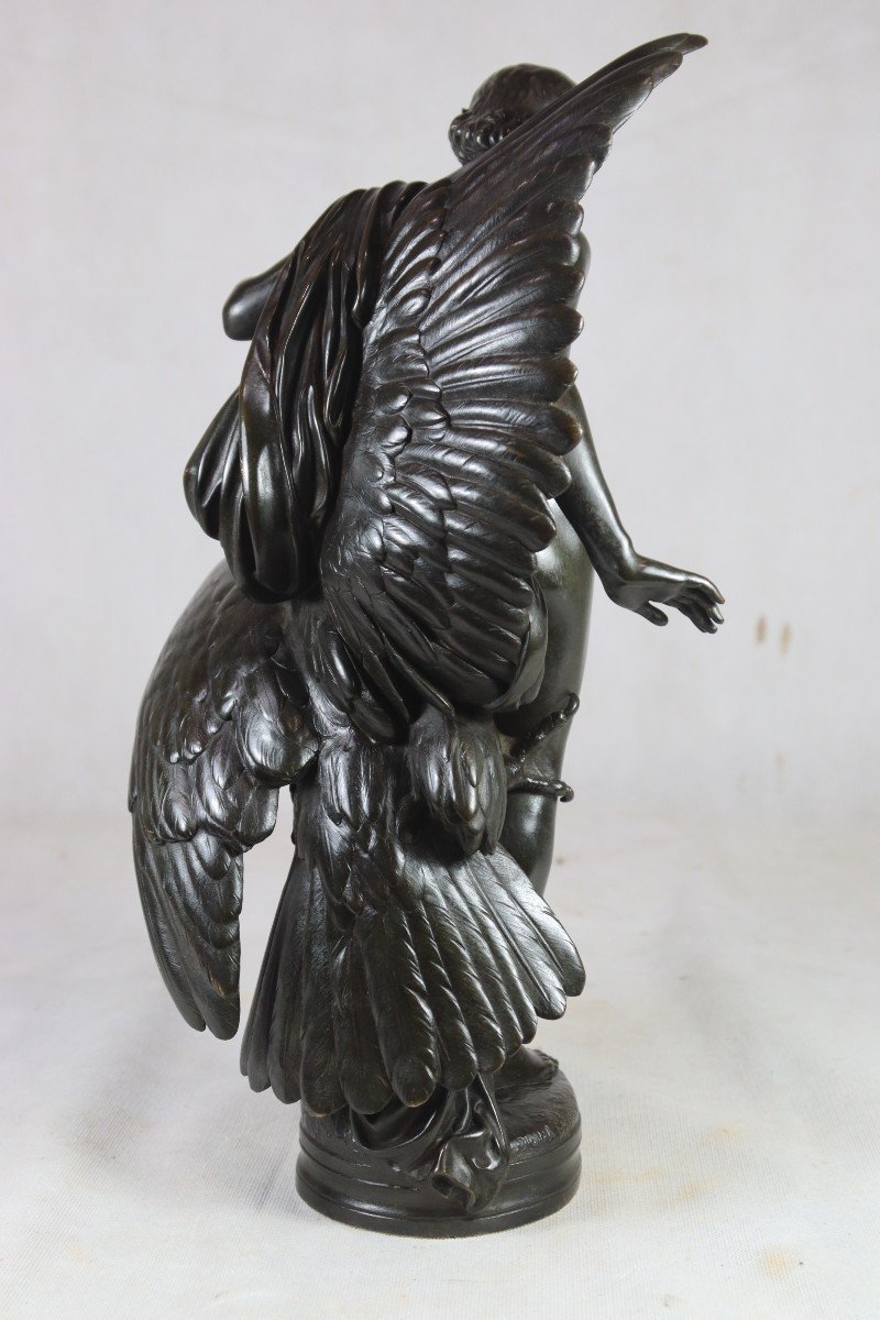 Hippolyte Alexandre Moulin (1832-1884), Bronze "the Man And The Eagle", 19th Century-photo-4