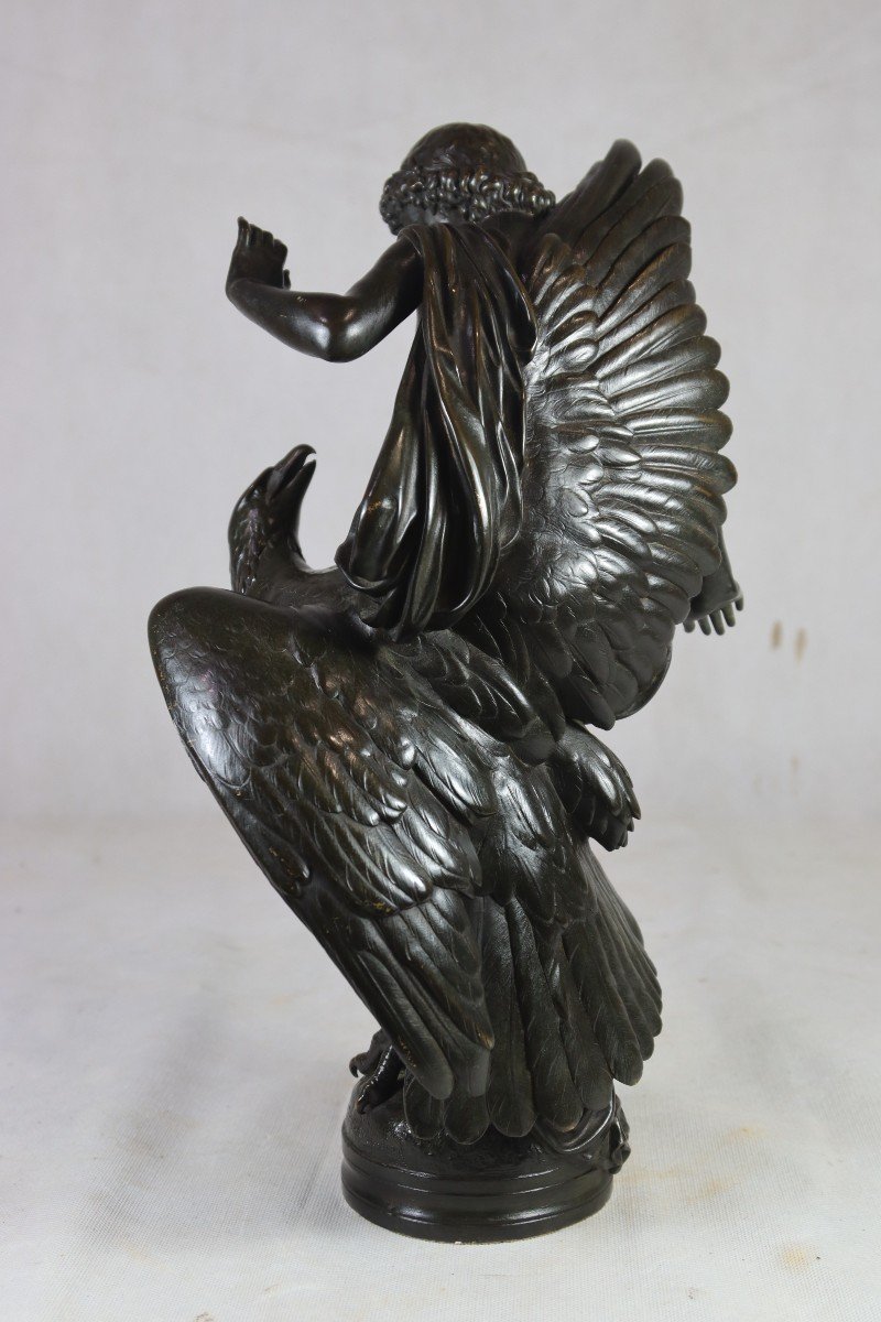 Hippolyte Alexandre Moulin (1832-1884), Bronze "the Man And The Eagle", 19th Century-photo-1