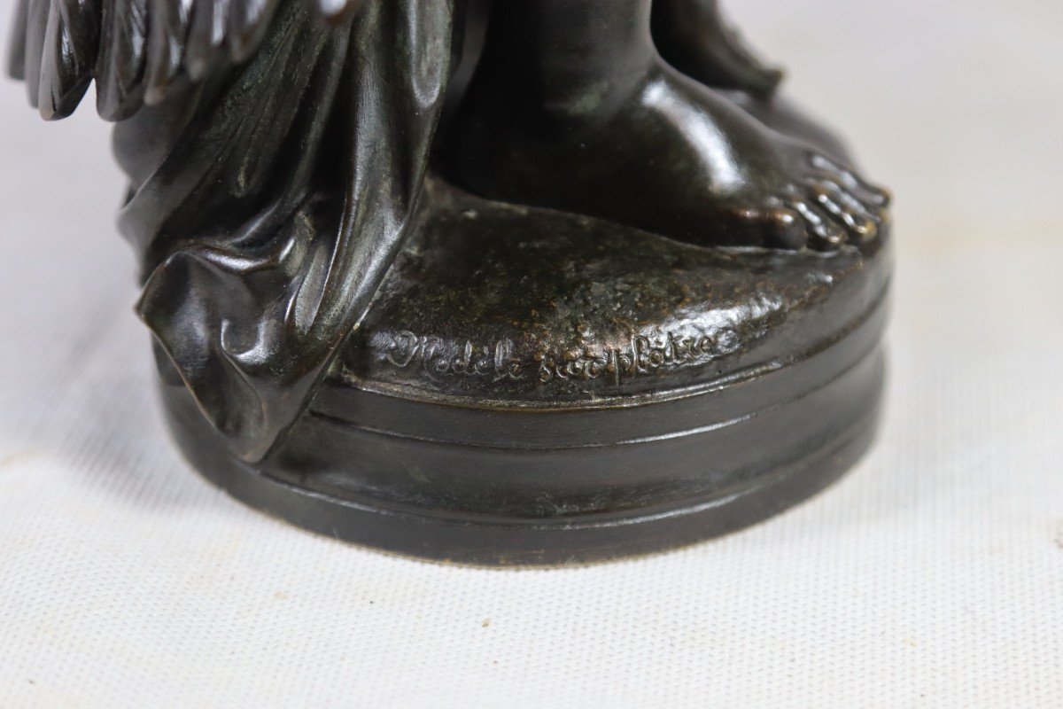 Hippolyte Alexandre Moulin (1832-1884), Bronze "the Man And The Eagle", 19th Century-photo-5
