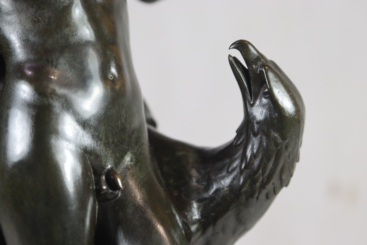 Hippolyte Alexandre Moulin (1832-1884), Bronze "the Man And The Eagle", 19th Century-photo-6