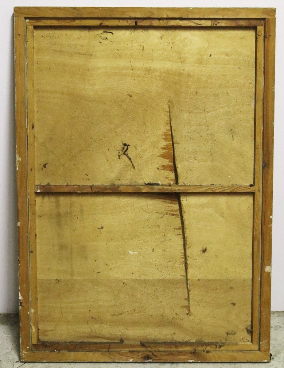 Jan Arons 1936-2015, Important Tableau Composition "fabrique ", XXe-photo-4